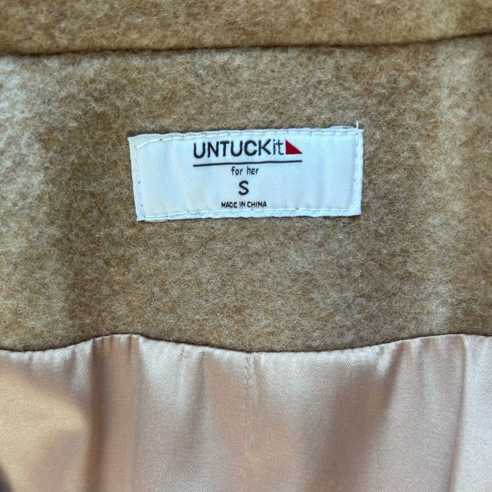 Untuckit Willa Wool Blend Tan Plaid Jacket Small workwear winter holiday‎ preppy - Picture 6 of 14